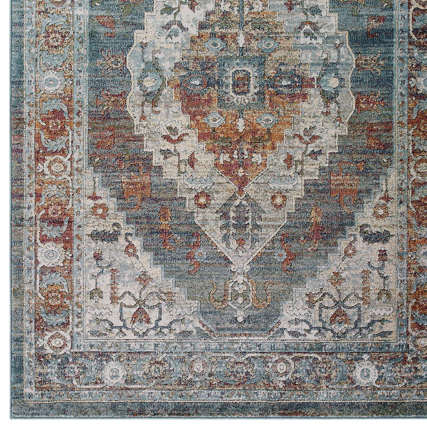 Modway Tribute Camellia Distressed Vintage Floral Persian Medallion 5x8 Area Rug - R-1189-58 | Rugs | Modishstore - 2