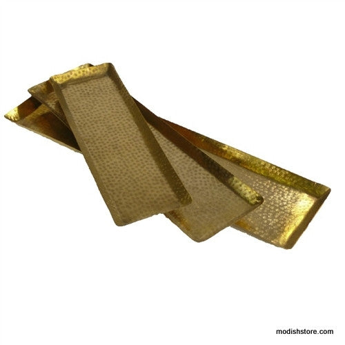 Roost Textured Brass Rectangular Trays - Set/3