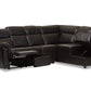 baxton studio roland modern and contemporary black faux leather 2 piece sectional with recliner and storage chaise | Modish Furniture Store-3