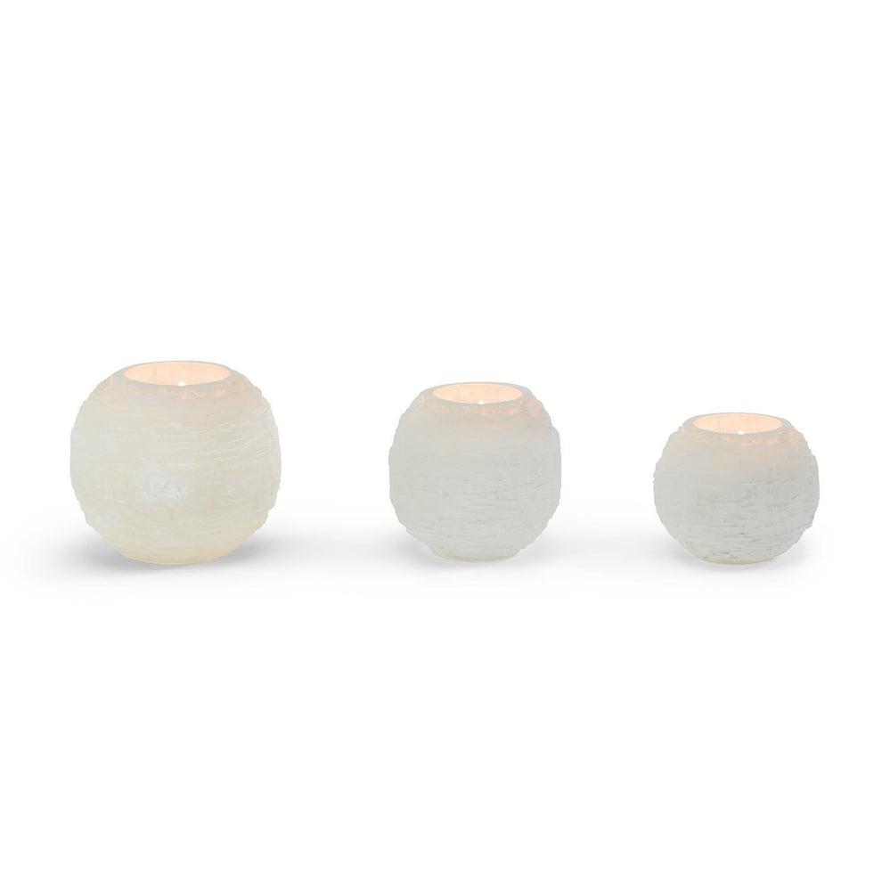 Glaciers Selenite Crystal Sphere Candleholder Set Of 12 By Tozai Home | Candle Holders | Modishstore - 3