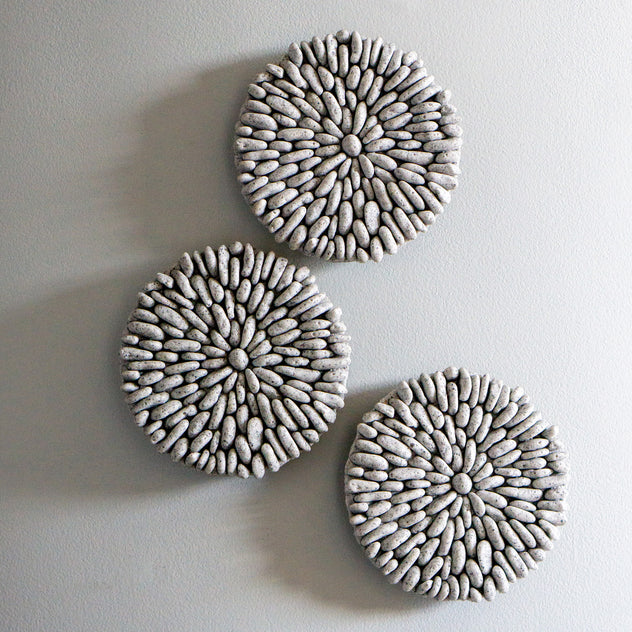 River Rock 6.75"D Wall Art, Gr Set Of 3 By Gold Leaf Design Group | Wall Art | Modishstore