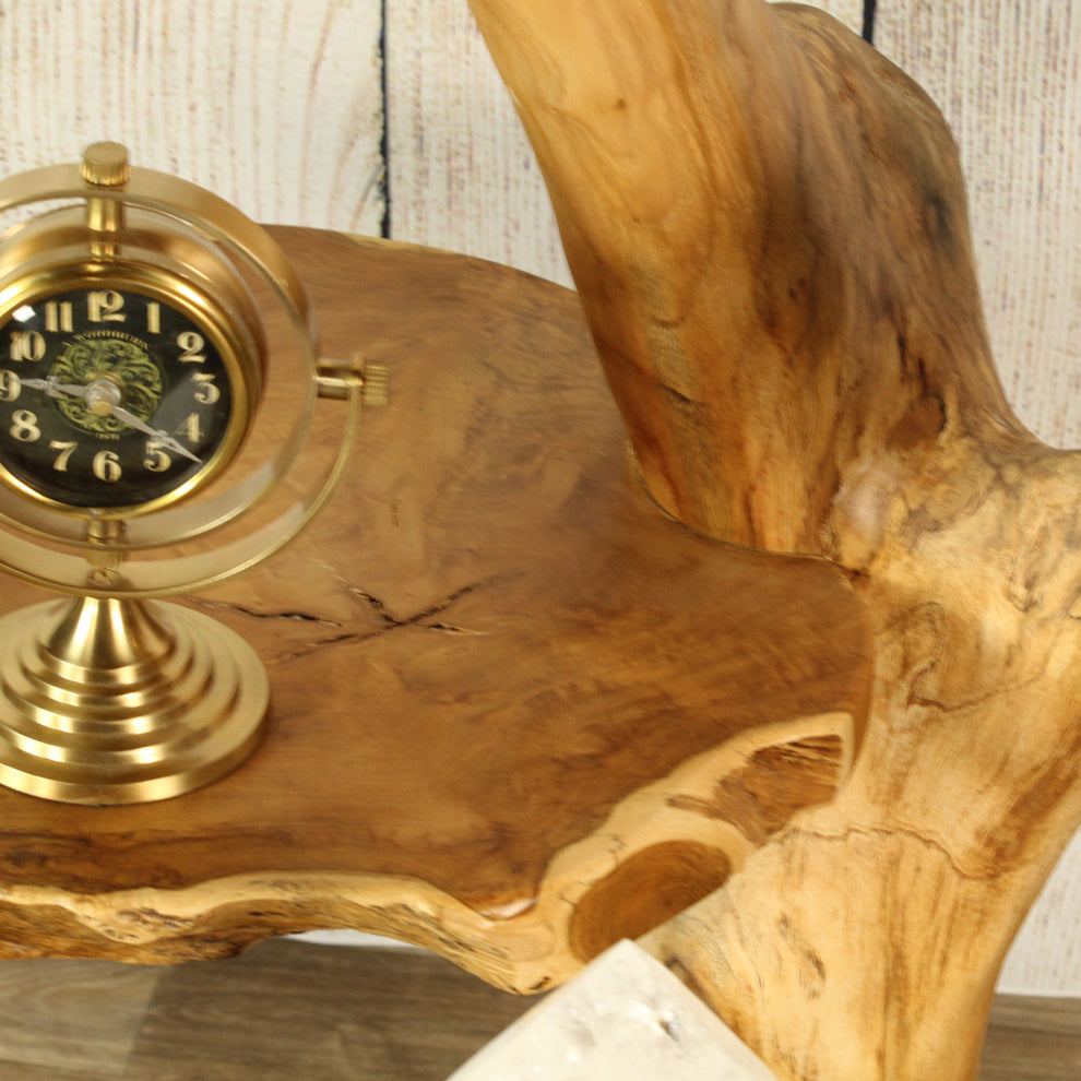 Live edge teak wood shelving unit made from aged organic wood as recycled repurposeddisplay unit-5