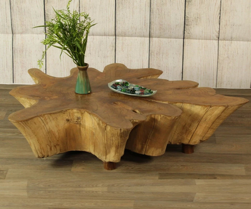 Antique Teak Thick Slab Coffee Table by Artisan Living | ModishStore | Coffee Tables