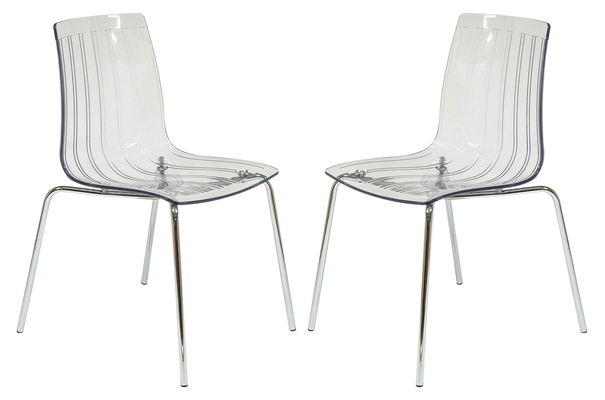 LeisureMod Ralph Dining Chair in Clear, Set of 2 | Dining Chairs | Modishstore