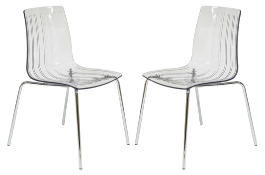 LeisureMod Ralph Dining Chair in Clear, Set of 2 | Dining Chairs | Modishstore