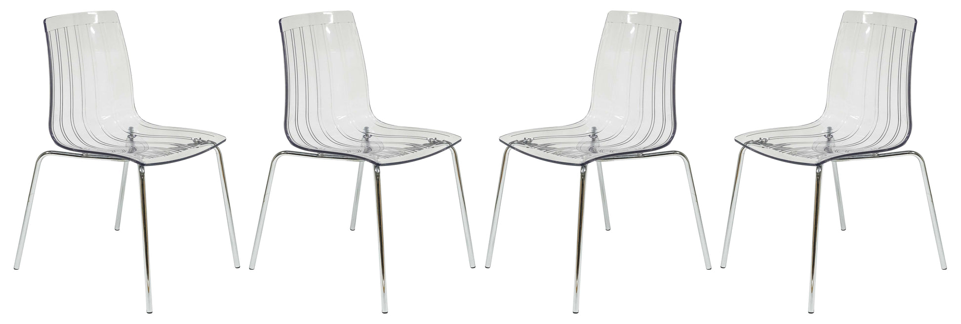 LeisureMod Ralph Dining Chair in Clear, Set of 4 | Dining Chairs | Modishstore