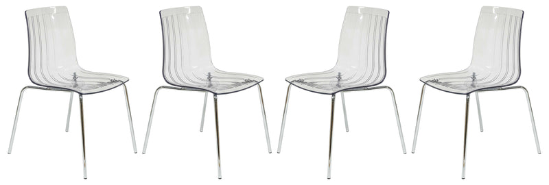 LeisureMod Ralph Dining Chair in Clear, Set of 4 | Dining Chairs | Modishstore