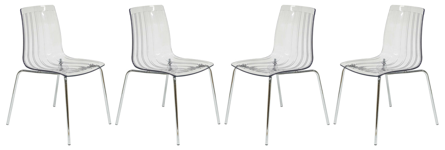LeisureMod Ralph Dining Chair in Clear, Set of 4 | Dining Chairs | Modishstore - 8