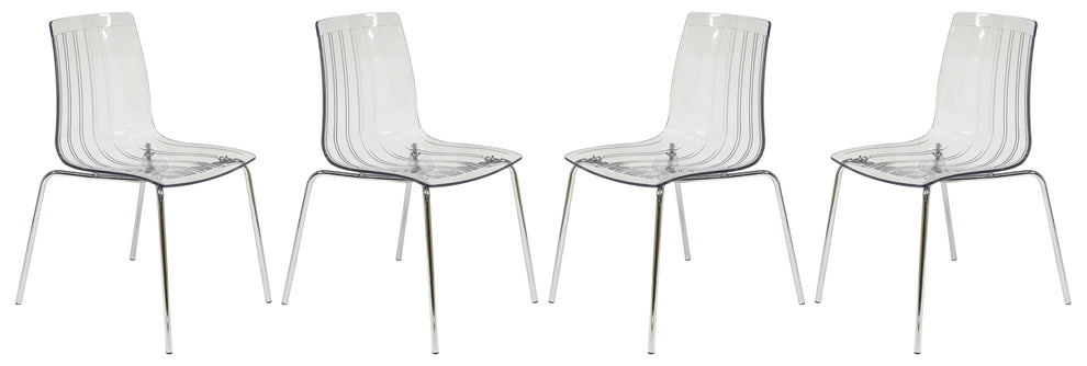 LeisureMod Ralph Dining Chair in Clear, Set of 4 | Dining Chairs | Modishstore - 8