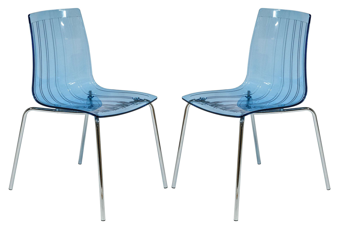 LeisureMod Ralph Dining Chair in Transparent Blue, Set of 2 | Dining Chairs | Modishstore