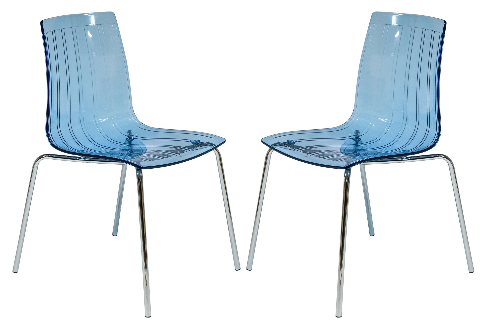 LeisureMod Ralph Dining Chair in Transparent Blue, Set of 2 | Dining Chairs | Modishstore
