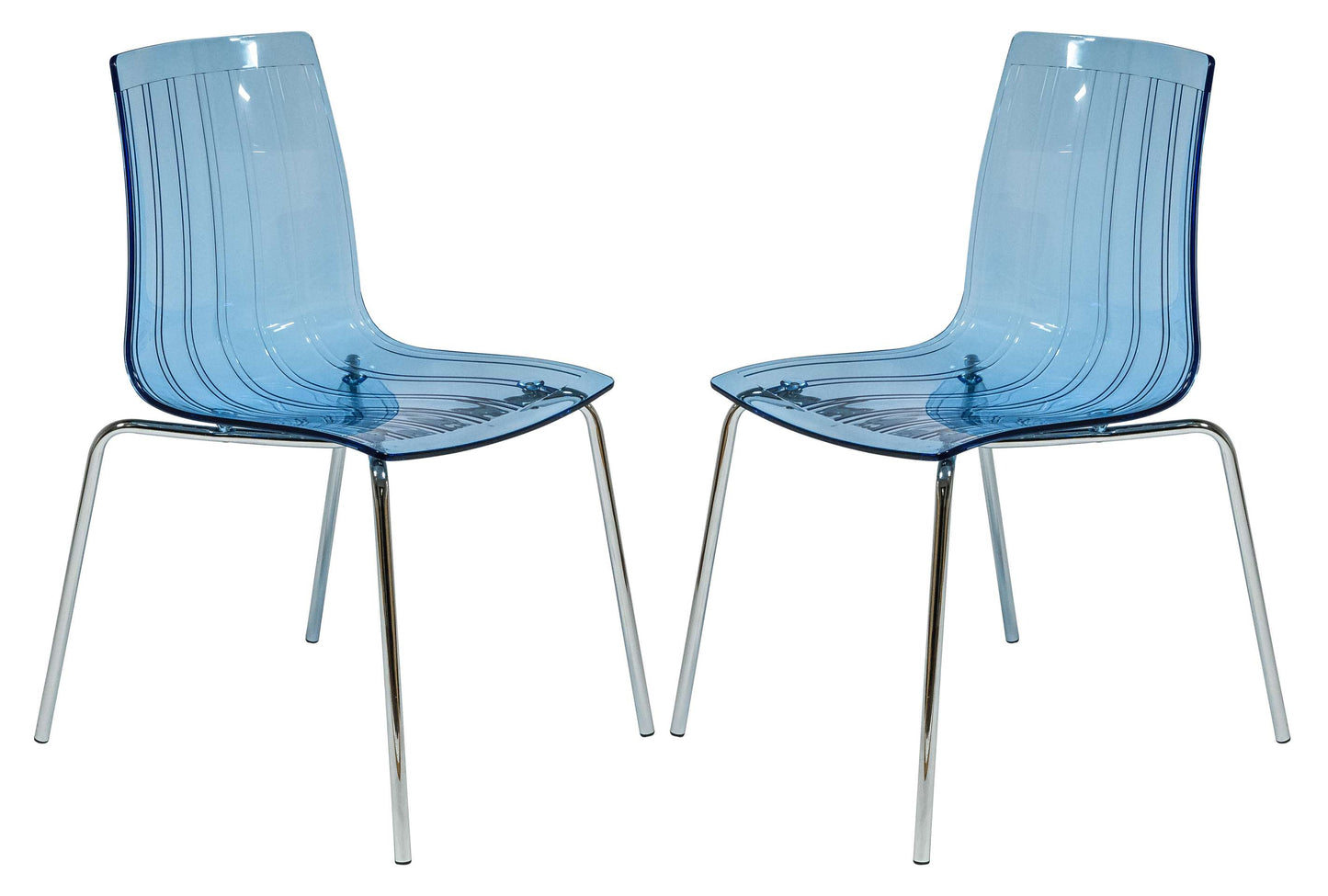 LeisureMod Ralph Dining Chair in Transparent Blue, Set of 2 | Dining Chairs | Modishstore - 7