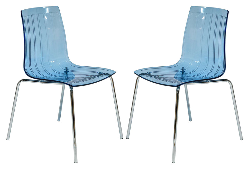LeisureMod Ralph Dining Chair in Transparent Blue, Set of 2 | Dining Chairs | Modishstore