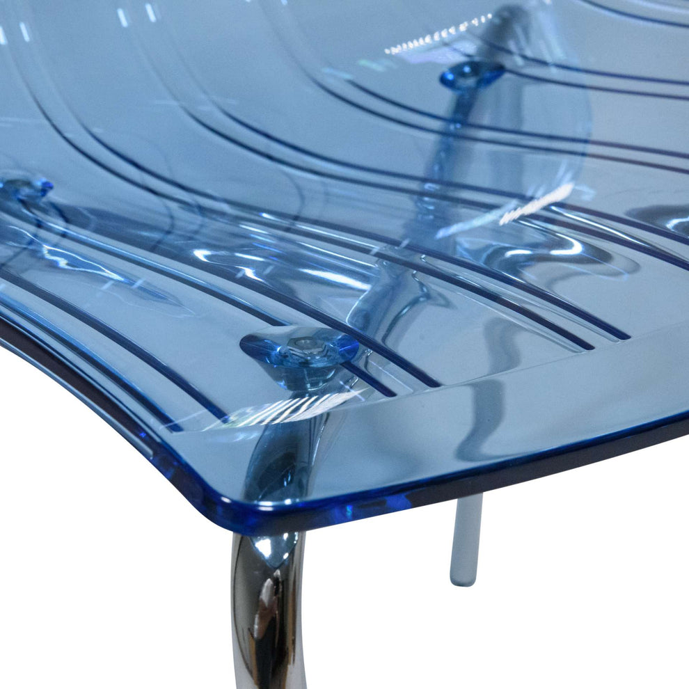 LeisureMod Ralph Dining Chair in Transparent Blue, Set of 2 | Dining Chairs | Modishstore - 3