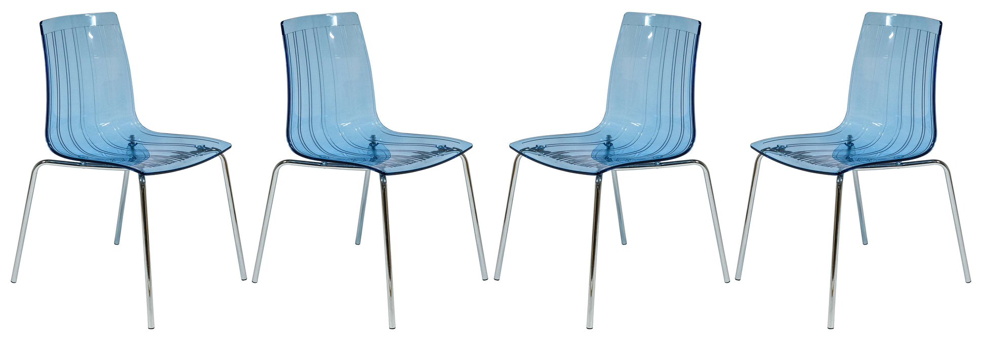 LeisureMod Ralph Dining Chair in Transparent Blue, Set of 4 | Dining Chairs | Modishstore