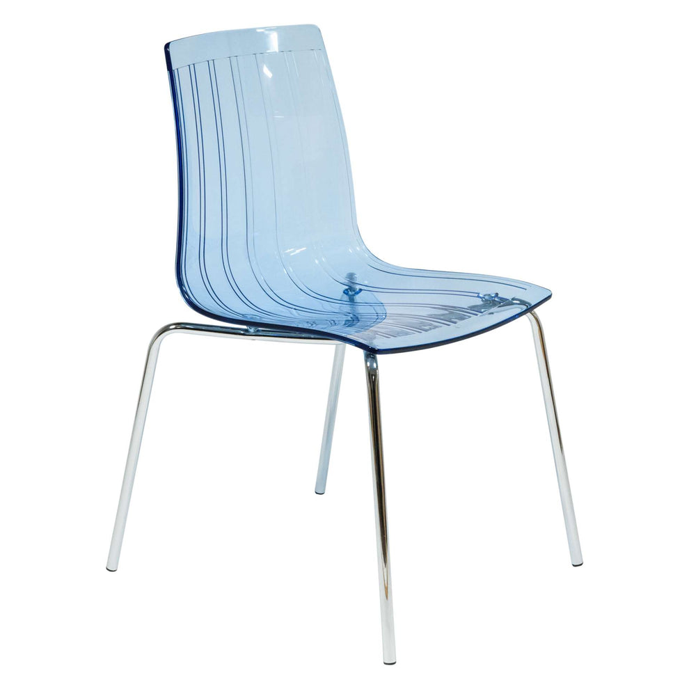 LeisureMod Ralph Dining Chair in Transparent Blue | Dining Chairs | Modishstore - 6