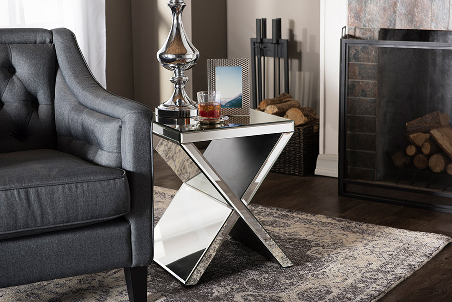 Baxton Studio Morris Modern and Contemporary Hollywood Regency Glamour Style Accent Side Table | Modishstore | Side Tables
