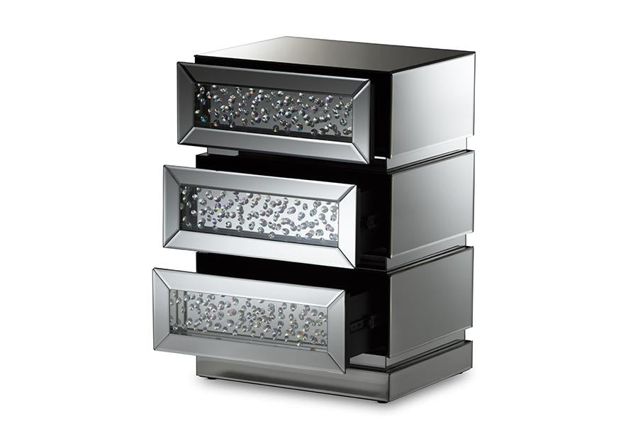 baxton studio sabrina hollywood regency glamour style mirrored 3 drawer nightstand | Modish Furniture Store-3