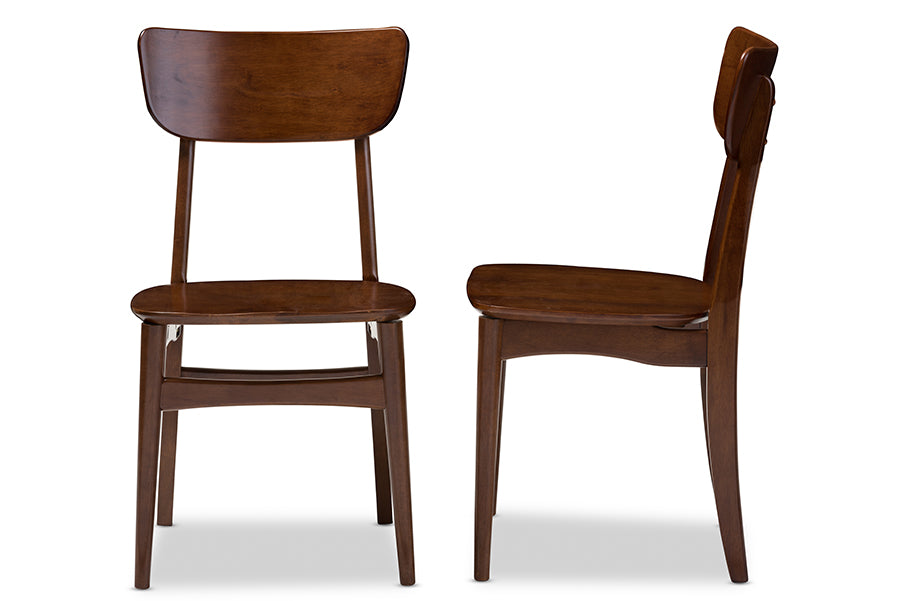 Baxton Studio Netherlands Mid-century Modern Scandinavian Style Dark Walnut Bent Wood Dining Side Chair (Set of 2) | Modishstore | Dining Chairs