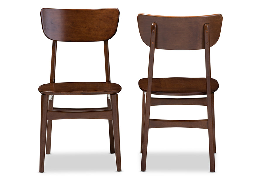 Baxton Studio Netherlands Mid-century Modern Scandinavian Style Dark Walnut Bent Wood Dining Side Chair (Set of 2) | Modishstore | Dining Chairs - 4