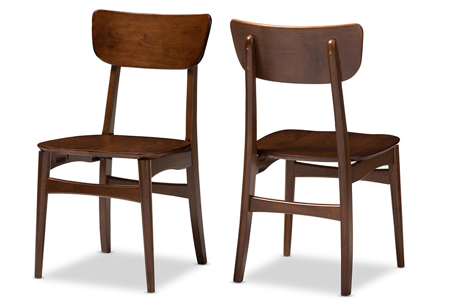 Baxton Studio Netherlands Mid-century Modern Scandinavian Style Dark Walnut Bent Wood Dining Side Chair (Set of 2) | Modishstore | Dining Chairs - 3