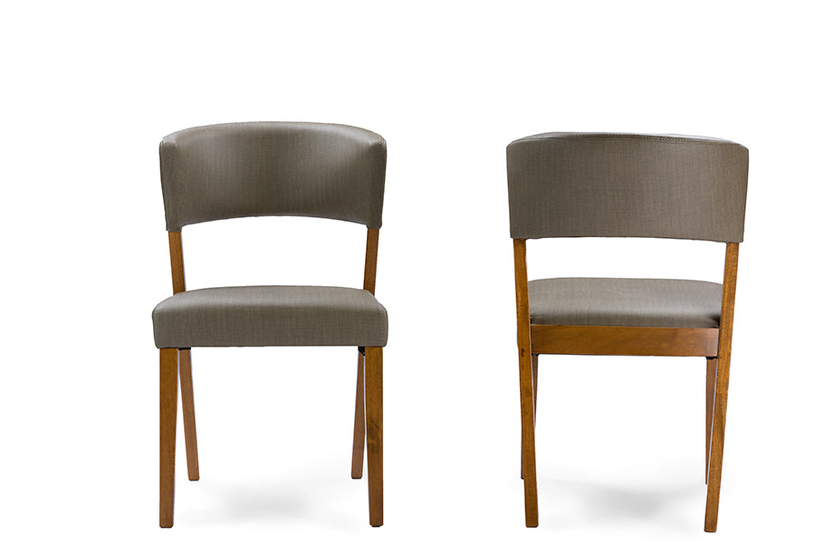 Baxton Studio Montreal Mid-Century Dark Walnut Wood Grey Faux Leather Dining Chairs (Set of 2) | Modishstore | Dining Chairs - 4