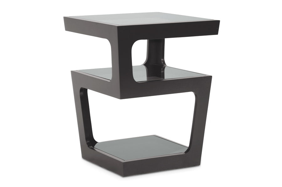 Baxton Studio Clara Black Modern End Table with 3-Tiered Glass Shelves | Modishstore | End Tables