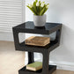 baxton studio clara black modern end table with 3 tiered glass shelves | Modish Furniture Store-4