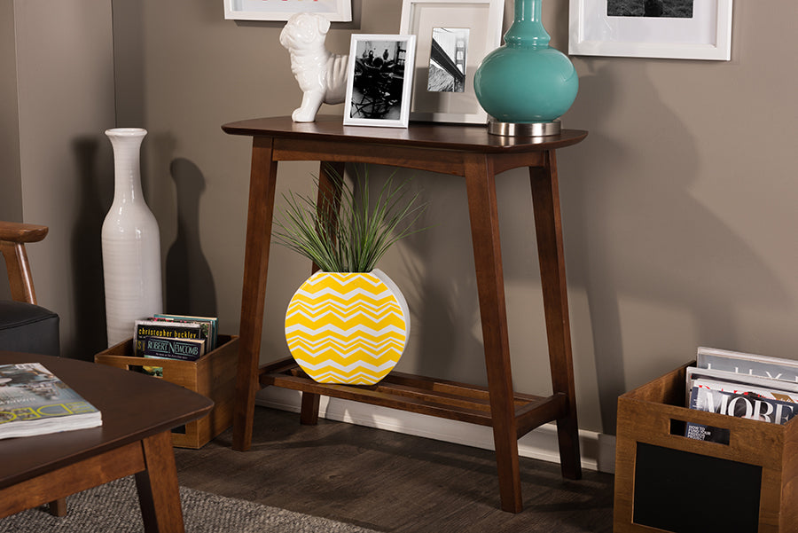 Baxton Studio Sacramento Mid-century Modern Scandinavian Style Dark Walnut Console Table | Console Tables | Modishstore