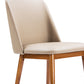 Baxton Studio Lavin Mid-Century "Walnut" Light Brown/Beige Faux Leather Dining Chair (Set of 2) | Modishstore | Dining Chairs - 2