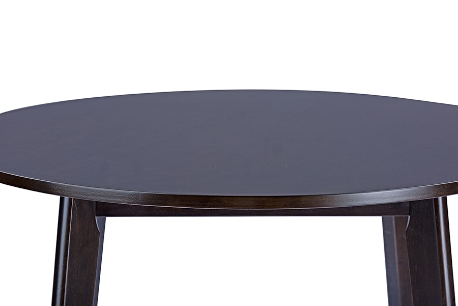 baxton studio debbie mid century dark brown wood round dining table | Modish Furniture Store-2
