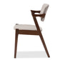 Baxton Studio Elegant Mid-Century Dark Walnut Wood Grey Fabric Upholstered Dining Armchair | Modishstore | Dining Chairs - 2
