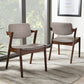 Baxton Studio Elegant Mid-Century Dark Walnut Wood Grey Fabric Upholstered Dining Armchair | Modishstore | Dining Chairs