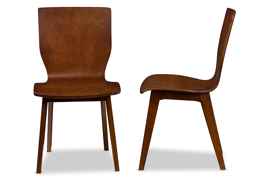 Baxton Studio Elsa Mid-century Modern Scandinavian Style Dark Walnut Bent Wood Dining Chair (Set of 2) | Modishstore | Dining Chairs - 5