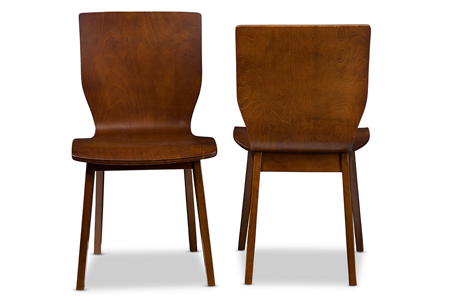 Baxton Studio Elsa Mid-century Modern Scandinavian Style Dark Walnut Bent Wood Dining Chair (Set of 2) | Modishstore | Dining Chairs - 4