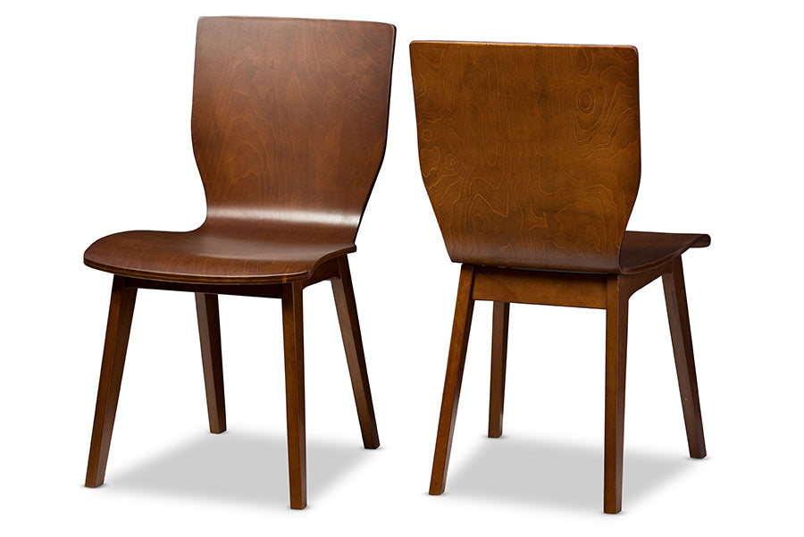 Baxton Studio Elsa Mid-century Modern Scandinavian Style Dark Walnut Bent Wood Dining Chair (Set of 2) | Modishstore | Dining Chairs - 3
