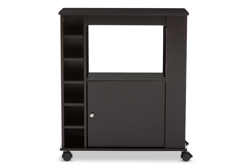 Baxton Studio Ontario Modern and Contemporary Dark Brown Wood Modern Dry Bar and Wine Cabinet | Modishstore | Bar Furniture