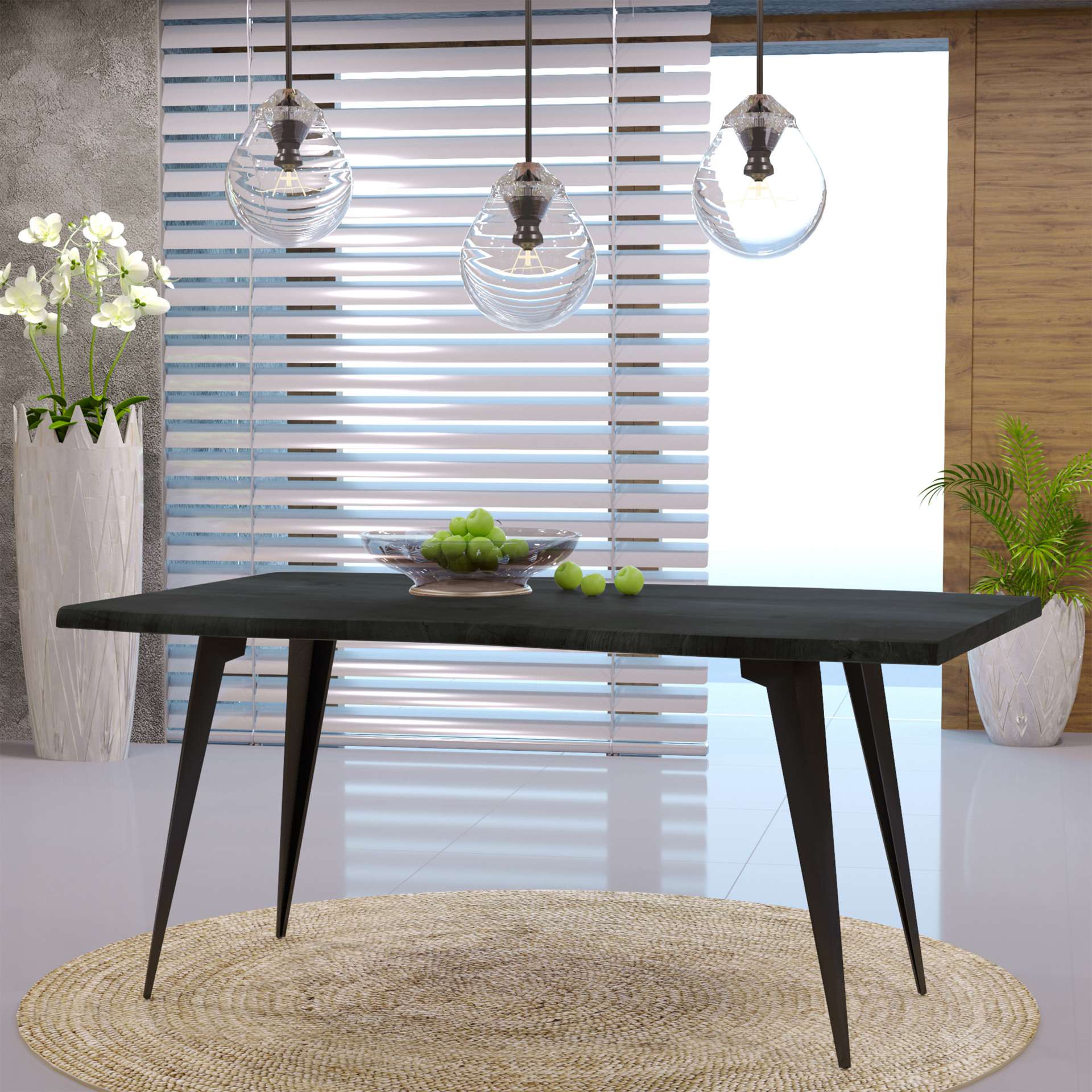 LeisureMod Ravenna Modern Rectangular Wood 63" Dining Table With Metal Legs | Dining Tables | Modishstore - 33