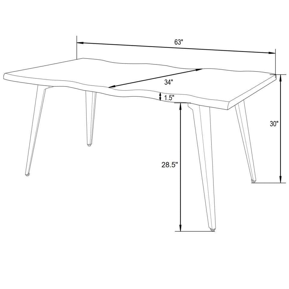LeisureMod Ravenna Modern Rectangular Wood 63" Dining Table With Metal Legs | Dining Tables | Modishstore - 34