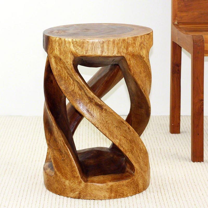Haussmann Round Wild Twisted Vine 14" Dia - Walnut | Stools & Benches | Modishstore-4