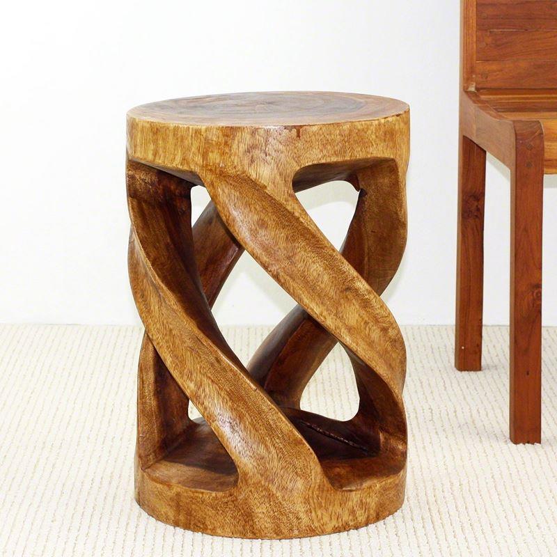 Haussmann Round Wild Twisted Vine 14" Dia - Walnut | Stools & Benches | Modishstore-5