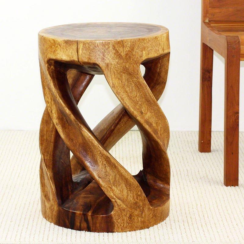 Haussmann Round Wild Twisted Vine 14" Dia - Walnut | Stools & Benches | Modishstore-2