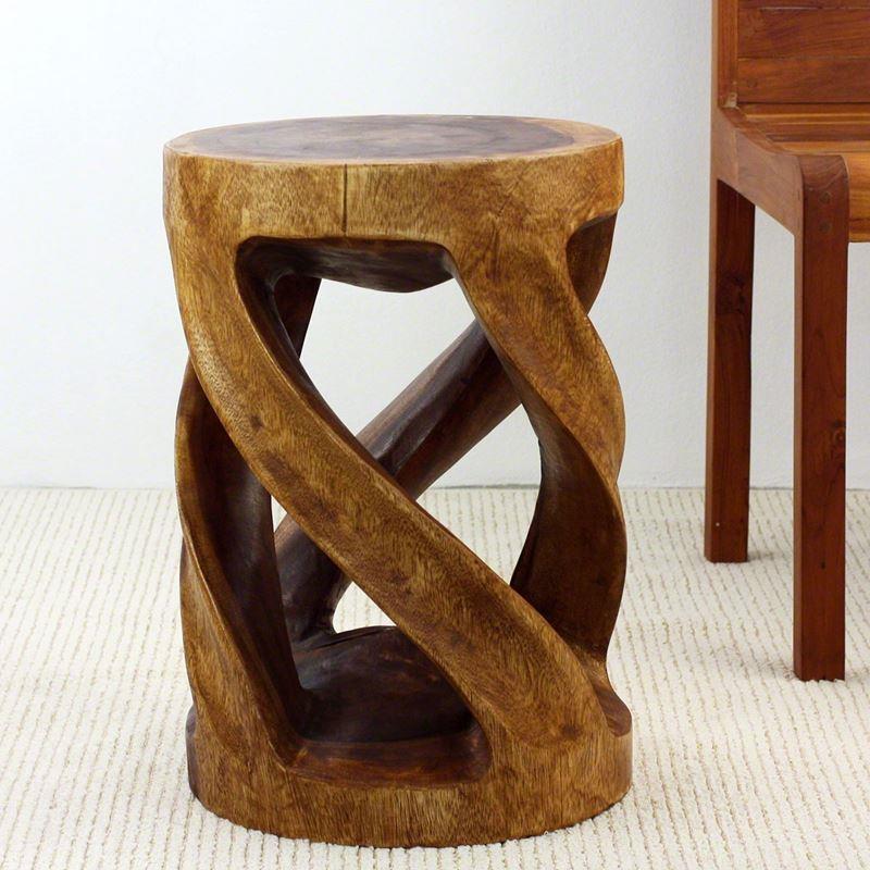 Haussmann Round Wild Twisted Vine 14" Dia - Walnut | Stools & Benches | Modishstore-3