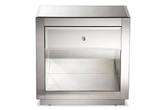 Baxton Studio Rochadh Modern and Contemporary Hollywood Glamour Style 1-drawer and 1-shelf Nightstand and Bedside Table