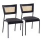 Rattan Tania Contemporary Dining Chair in Black Metal, Black Faux Leather, and Rattan Back By LumiSource - Set of 2 | Dining Chairs | Modishstore
