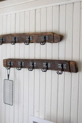 Recycled Wood Coat Rack With Five Wire Hooks By Kalalouapprox 34-42