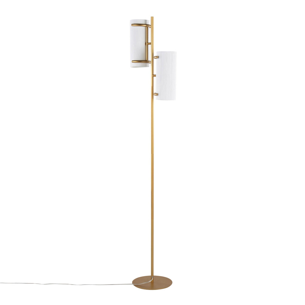 Rhonda Contemporary/Glam Floor Lamp in Gold Metal with White Shade By LumiSource | Floor Lamps | Modishstore - 7