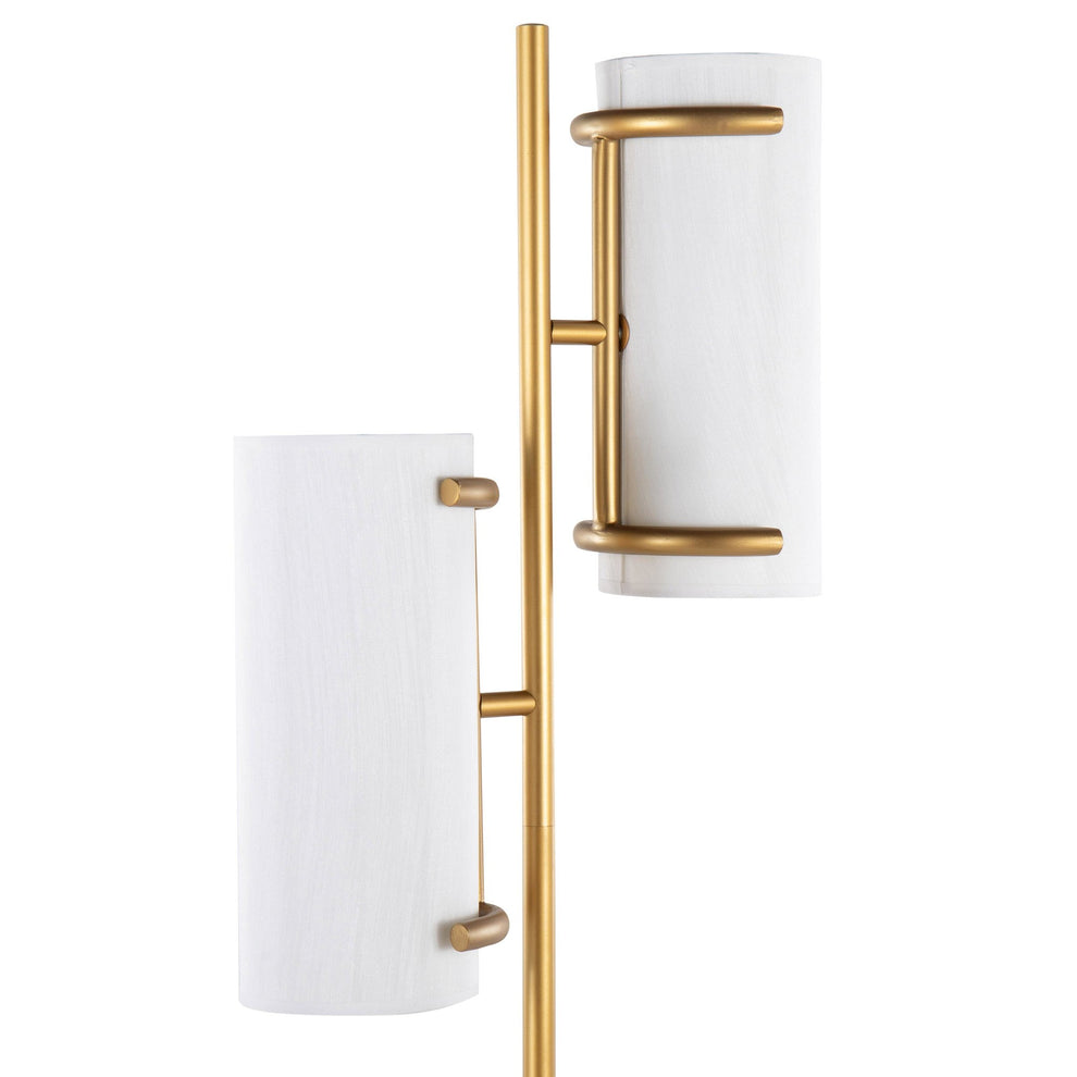 Rhonda Contemporary/Glam Floor Lamp in Gold Metal with White Shade By LumiSource | Floor Lamps | Modishstore - 3