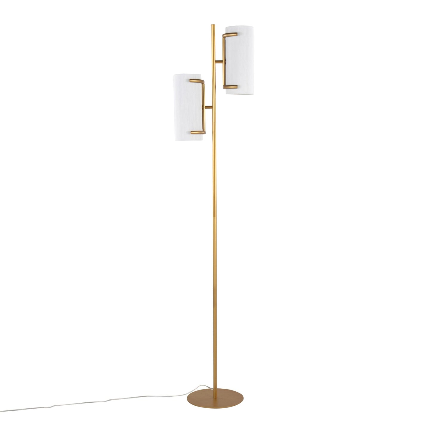 Rhonda Contemporary/Glam Floor Lamp in Gold Metal with White Shade By LumiSource | Floor Lamps | Modishstore - 2