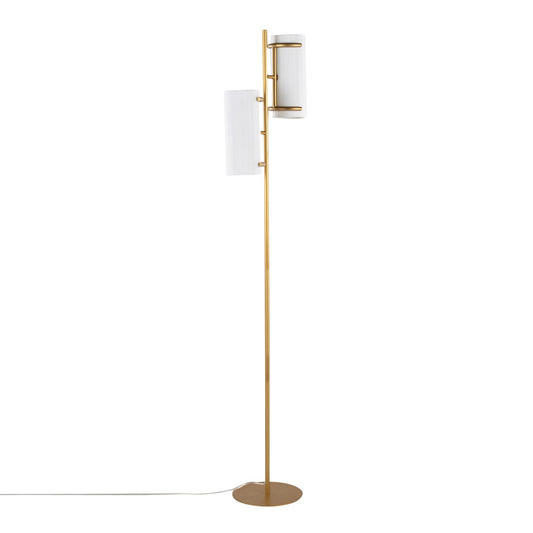 Rhonda Contemporary/Glam Floor Lamp in Gold Metal with White Shade By LumiSource | Floor Lamps | Modishstore